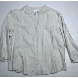 Coldwater Creek Women’s Fitted Jacket Sz M Beige Linen Hidden Buttons